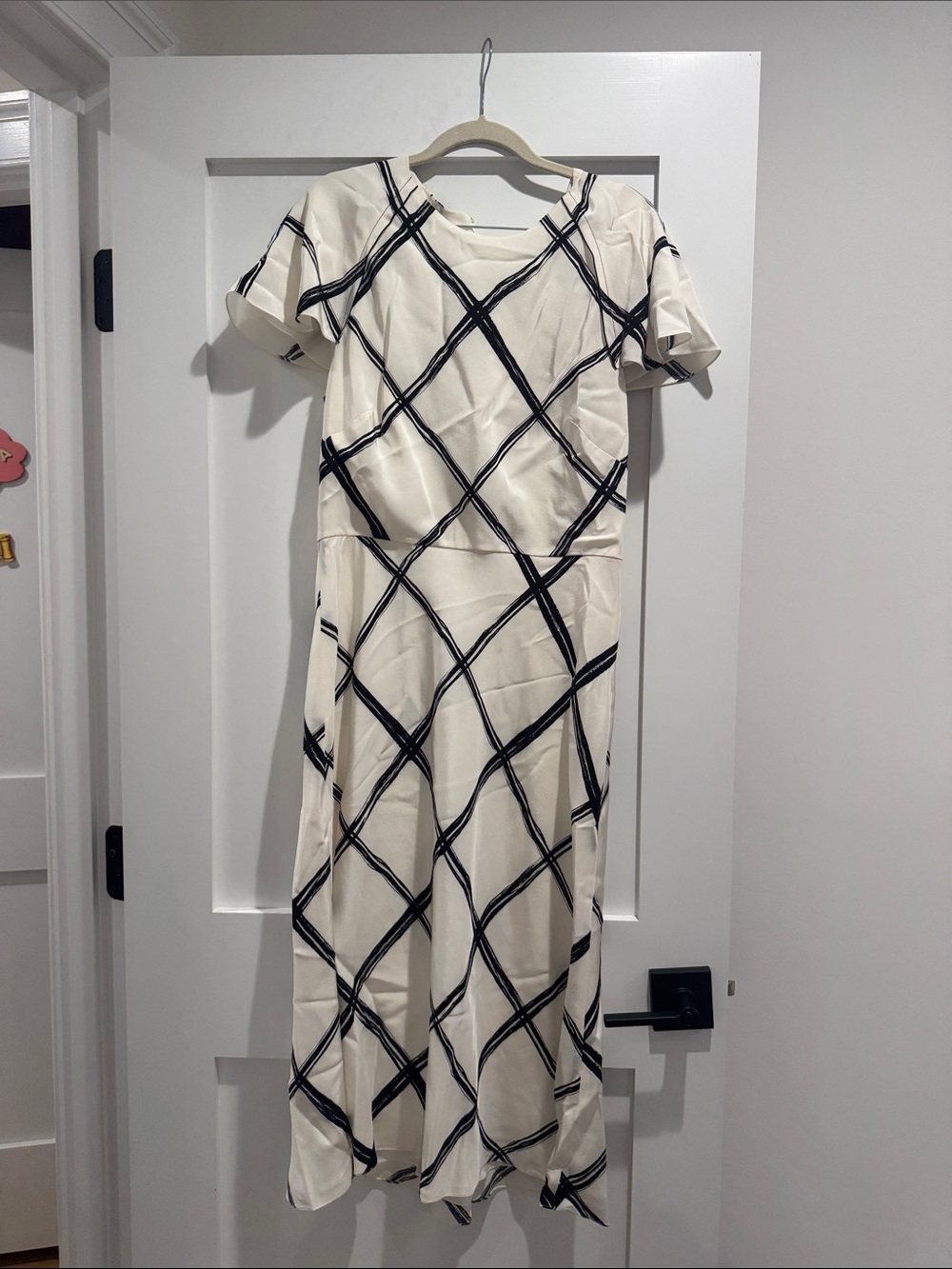 Jason Wu Cream Midi Dress with Black Windowpane Grid